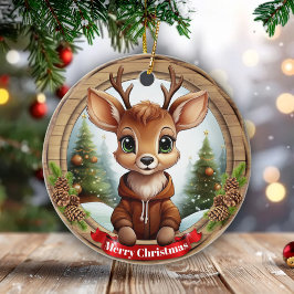 Christmas Rustic Vibe Personal Name Gift Tag 🦌🎄 Keramik Ornament