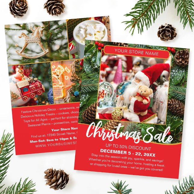 Christmas Sale Shopping Festive Red Business Flyer (Von Creator hochgeladen)