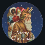 CHRISTMAS-Sammlung Runder Aufkleber<br><div class="desc">Der Weihnachtsmann kommt in die Stadt und dieses wunderschöne Weihnachtsbild entstand aus einem alten Vintagen Bild von ihm aus über 100 Jahren. Die Xmas Hintergrundszene wurde hinzugefügt,  um dem Weihnachtsmann mehr Atmosphäre zu verleihen. Mein Dank gilt Skye Ryan-Evans für ihre Hilfe,  mit diesem Weihnachtsdesign. Alexis Sandringham</div>