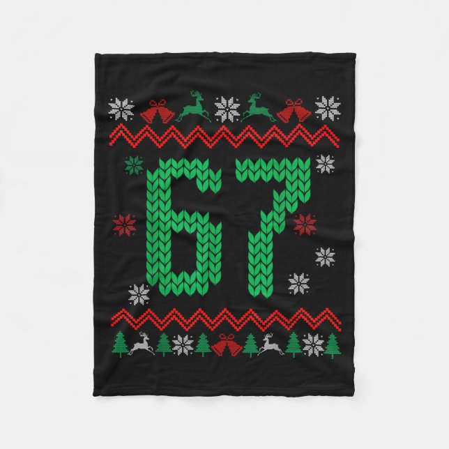Christmas Santa 67 Six Seven Meme Ugly Sweater  Fleecedecke (Vorderseite)