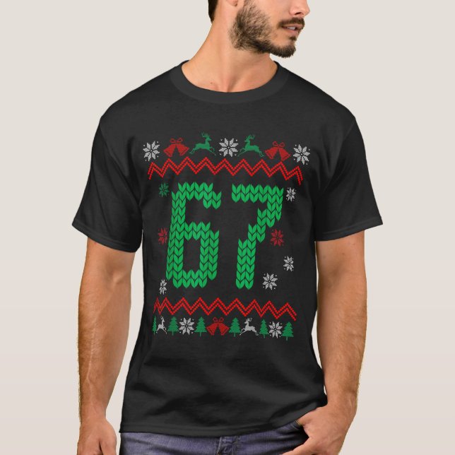 Christmas Santa 67 Six Seven Meme Ugly Sweater  T-Shirt (Vorderseite)