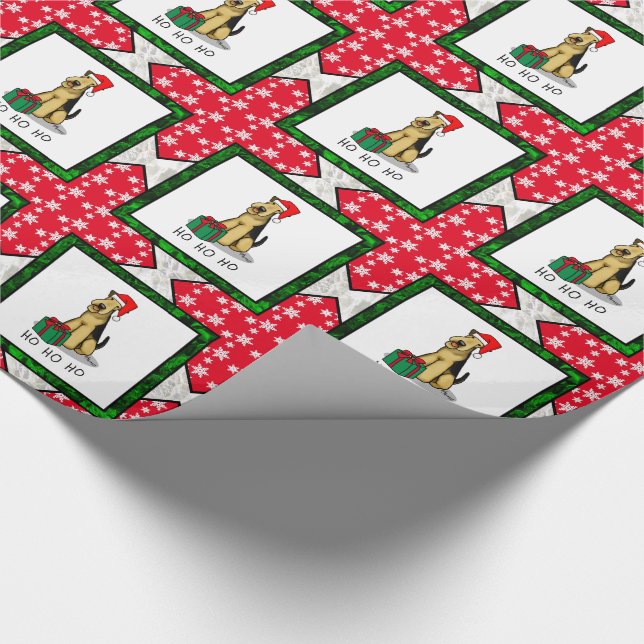 Christmas Santa Airedale Terrier HO HO Niedlich Geschenkpapier (Ecke)