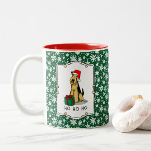 Christmas Santa Airedale Terrier HO HO Niedlich Zweifarbige Tasse