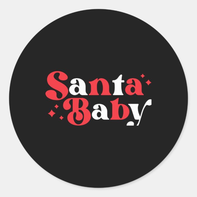 Christmas Santa Baby Cute Modern Tygraphy Script B Runder Aufkleber (Vorderseite)
