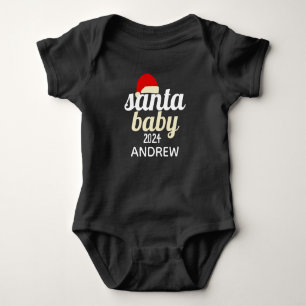 Christmas santa Baby Foto Personalisieren Name Strampler