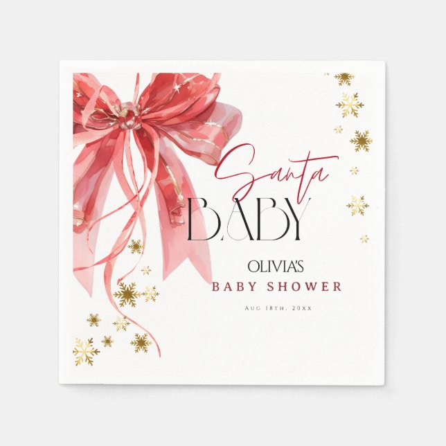 Christmas Santa Baby Red and Gold  Serviette (Vorderseite)