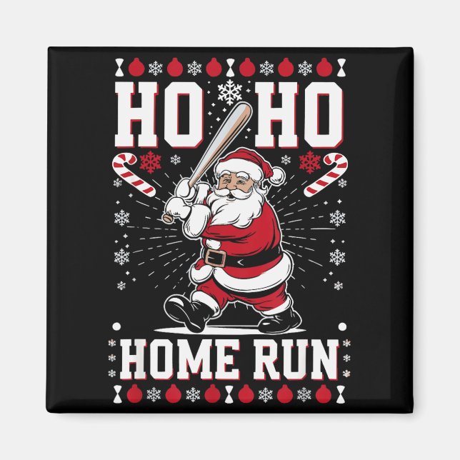Christmas Santa Baseball Home Run Ho Ho Home Run , Magnet (Vorne)