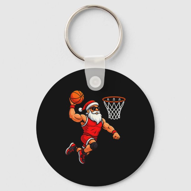 Christmas Santa Basketball Player Dunking Basketba Schlüsselanhänger (Vorderseite)
