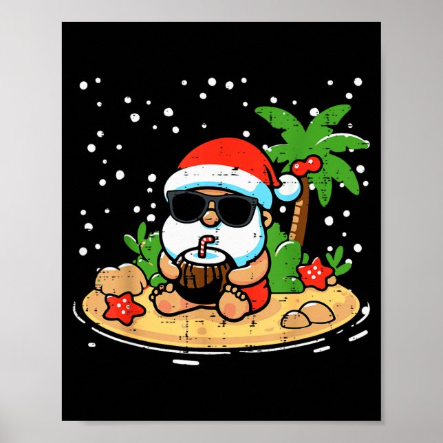 Christmas Santa Beach Xmas Trocal Hawaii Men Women Poster (Vorne)