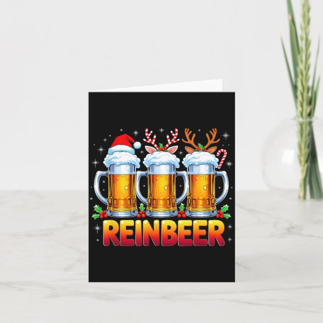 Christmas Santa Beer Lovers Funny Drinking Trend N Karte (Vorderseite)