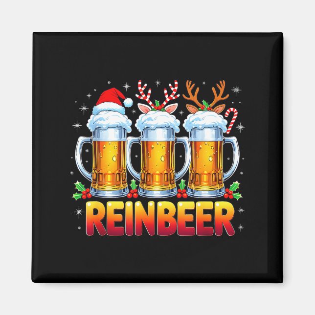 Christmas Santa Beer Lovers Funny Drinking Trend N Magnet (Vorne)