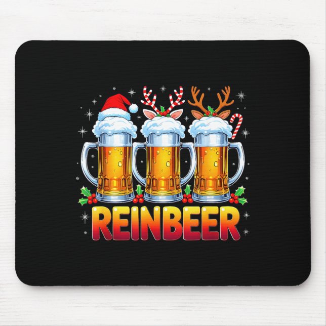 Christmas Santa Beer Lovers Funny Drinking Trend N Mousepad (Vorne)