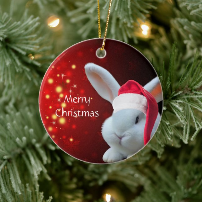 Christmas Santa Bunny Keramik Ornament (Baum)