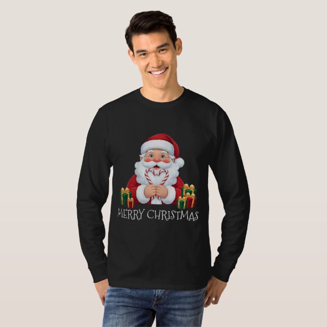 Christmas Santa Candy Cane Heart T-Shirt (Vorne ganz)