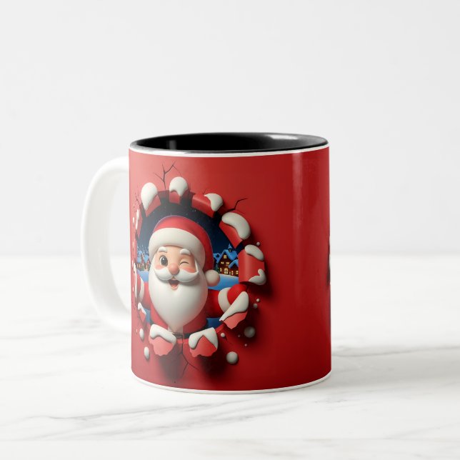 Christmas Santa Claus 3D Mugs Merry Christmas Mug Zweifarbige Tasse (Vorderseite Links)