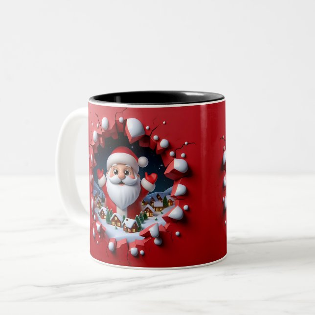 Christmas Santa Claus 3D Mugs Merry Christmas Mug Zweifarbige Tasse (Vorderseite Links)