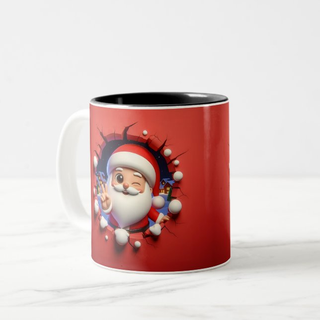 Christmas Santa Claus 3D Mugs Merry Christmas Mug Zweifarbige Tasse (Vorderseite Links)
