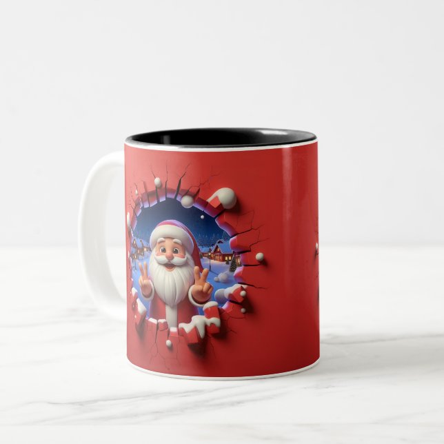 Christmas Santa Claus 3D Mugs Merry Christmas Mug Zweifarbige Tasse (Vorderseite Links)
