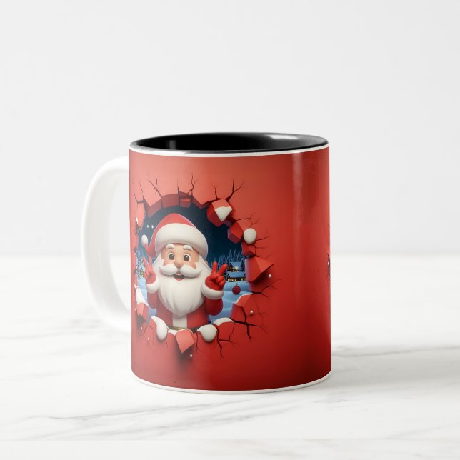 Christmas Santa Claus 3D Mugs Merry Christmas Mug Zweifarbige Tasse (Vorderseite Links)