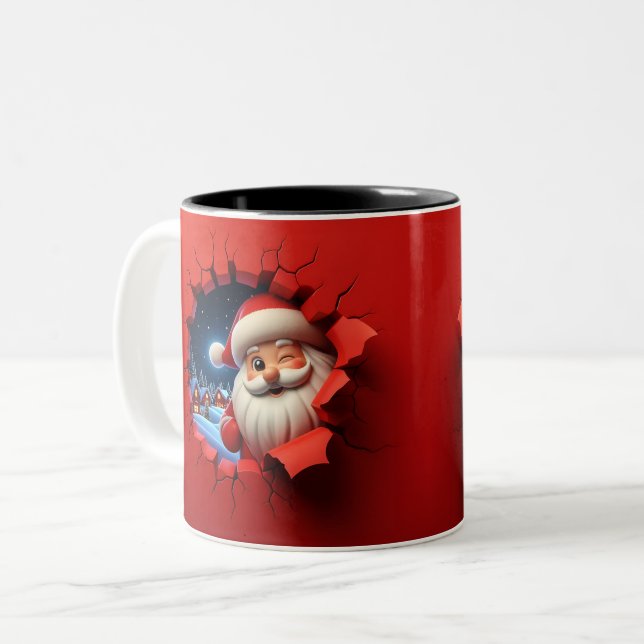 Christmas Santa Claus 3D Mugs Merry Christmas Mug Zweifarbige Tasse (Vorderseite Links)