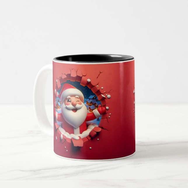 Christmas Santa Claus 3D Mugs Merry Christmas Mug Zweifarbige Tasse (Vorderseite Links)