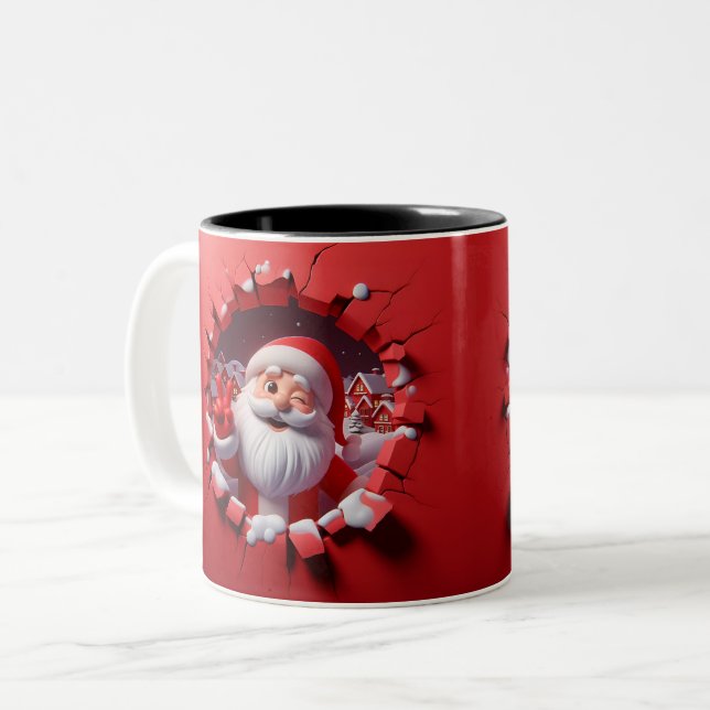 Christmas Santa Claus 3D Mugs Merry Christmas Mug Zweifarbige Tasse (Vorderseite Links)