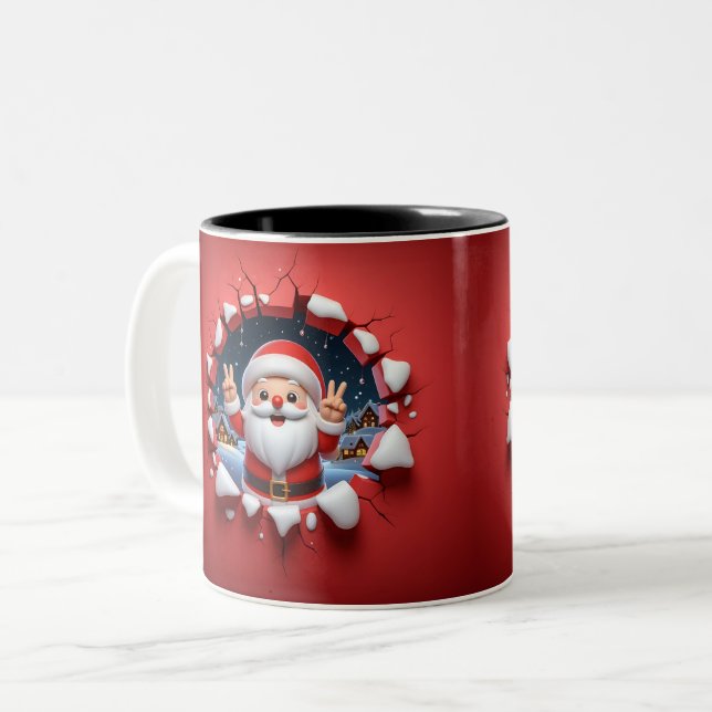 Christmas Santa Claus 3D Mugs Merry Christmas Mug Zweifarbige Tasse (Vorderseite Links)
