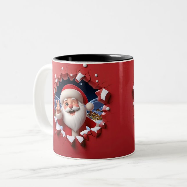 Christmas Santa Claus 3D Mugs Merry Christmas Mug Zweifarbige Tasse (Vorderseite Links)