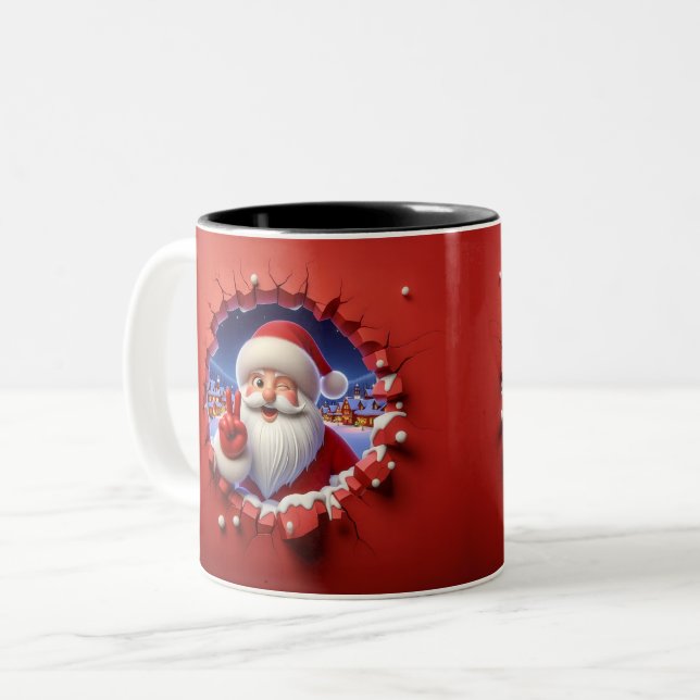 Christmas Santa Claus 3D Mugs Merry Christmas Mug Zweifarbige Tasse (Vorderseite Links)