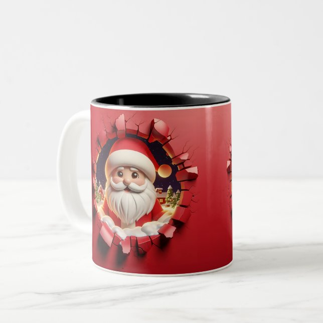 Christmas Santa Claus 3D Mugs Merry Christmas Mug Zweifarbige Tasse (Vorderseite Links)