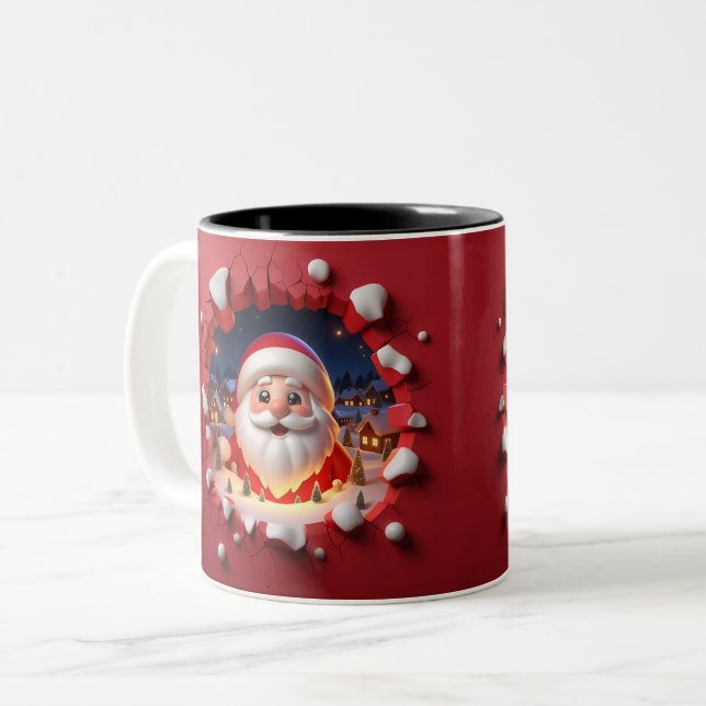 Christmas Santa Claus 3D Mugs Merry Christmas Mug Zweifarbige Tasse (Vorderseite Links)