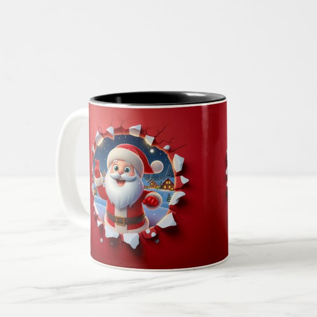 Christmas Santa Claus 3D Mugs Merry Christmas Mug Zweifarbige Tasse (Vorderseite Links)