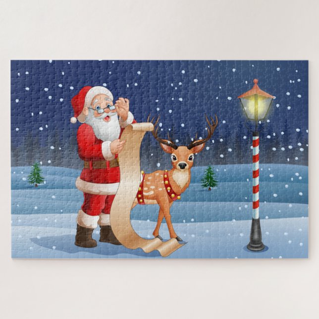 Christmas Santa Claus And Reindeer Holidays | Puzzle (Horizontal)