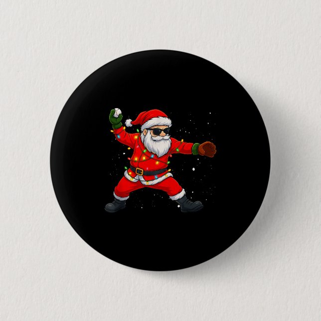 Christmas Santa Claus Baseball Tcher Boys Kids Tee Button (Vorderseite)
