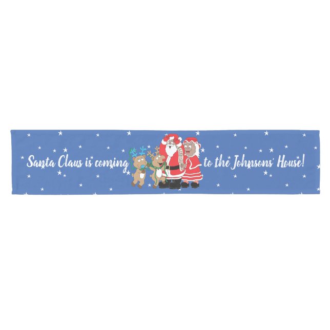 Christmas Santa Claus Darker Personalize 14 x 72 Kurzer Tischläufer (Horizontal)