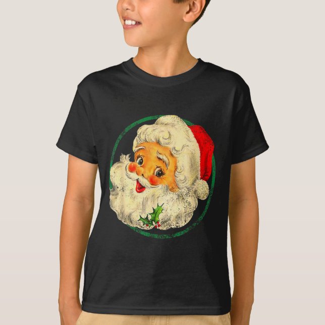 Christmas Santa Claus Face Old Fashioned Pajamas H T-Shirt (Vorderseite)