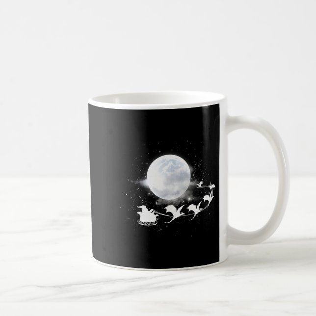 Christmas Santa Claus Flying Past The Moon Dragon  Kaffeetasse (Rechts)