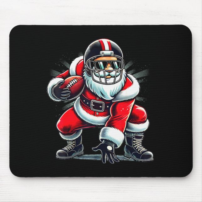 Christmas Santa Claus Football Lineman Quarterback Mousepad (Vorne)