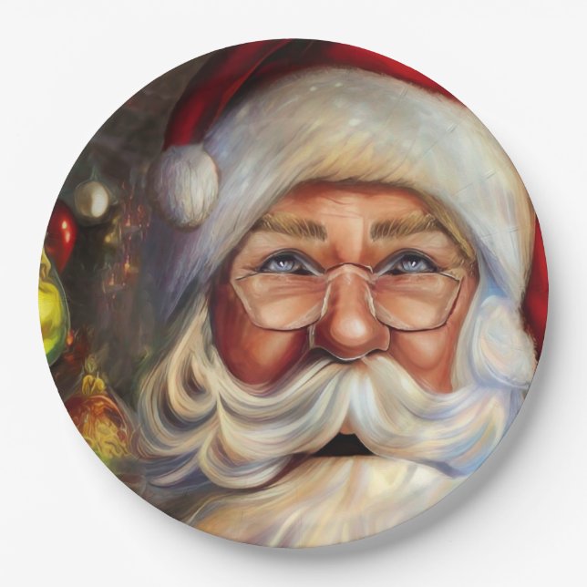 CHRISTMAS SANTA CLAUS PAPIER TELLER (Vorderseite)