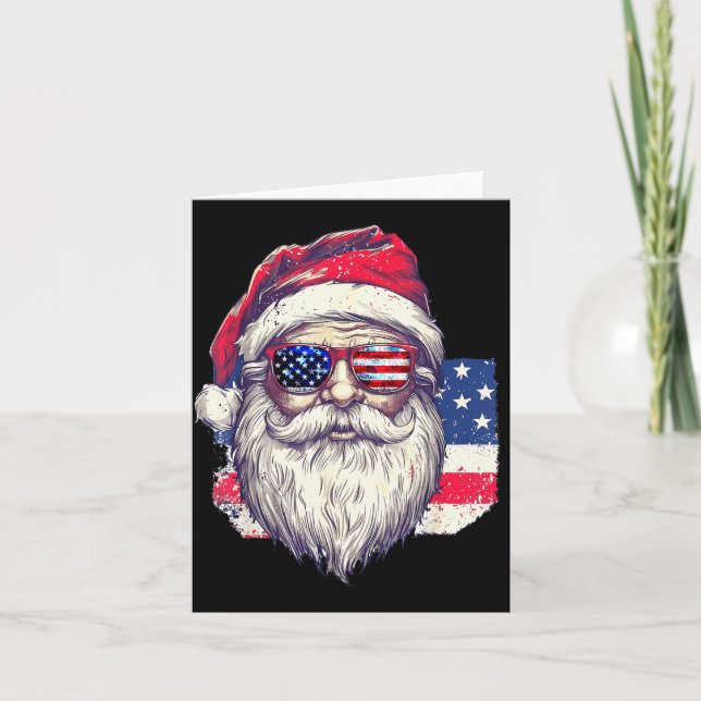 Christmas Santa Claus Patriotic Usa Sungles In Jul Karte (Vorderseite)