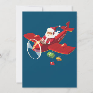 Christmas Santa Claus Pilot Flying Airplane Gift Einladung