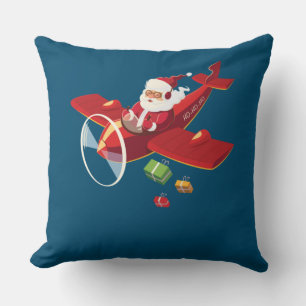 Christmas Santa Claus Pilot Flying Airplane Gift Kissen