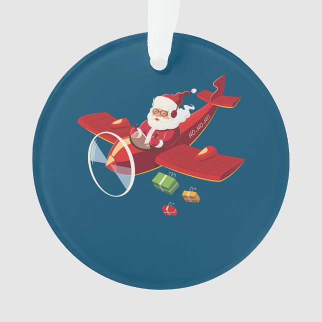 Christmas Santa Claus Pilot Flying Airplane Gift Ornament (Vorderseite)