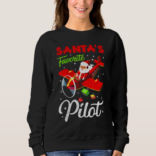 Christmas Santa Claus Pilot Flying Airplane Sweatshirt (Vorderseite)