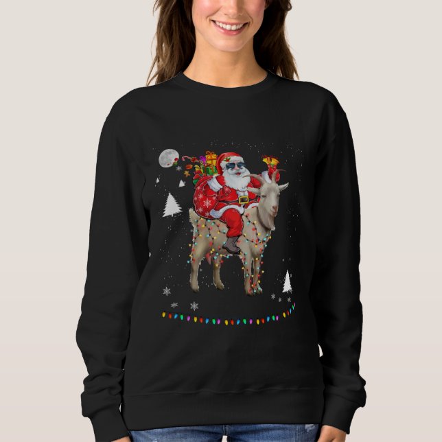 Christmas Santa Claus Riding Goat Lights Xmas Holi Sweatshirt (Vorderseite)