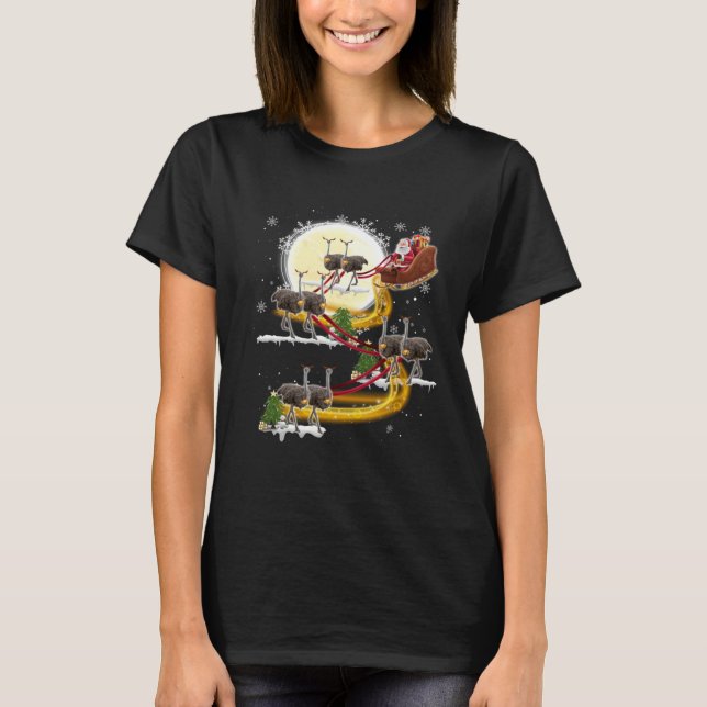 Christmas Santa Claus Riding Ostrich Ostrich Xmas  T-Shirt (Vorderseite)