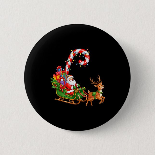 Christmas Santa Claus Riding Reindeer Lights Men W Button (Vorderseite)