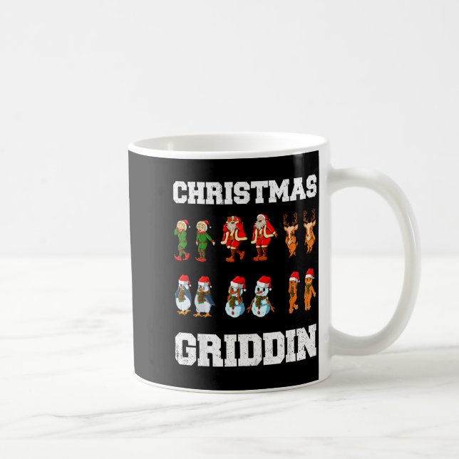 Christmas Santa Claus Snowman Reindeer Griddy Grid Kaffeetasse (Rechts)