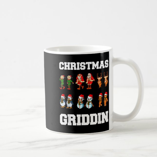 Christmas Santa Claus Snowman Reindeer Griddy Grid Kaffeetasse (Rechts)