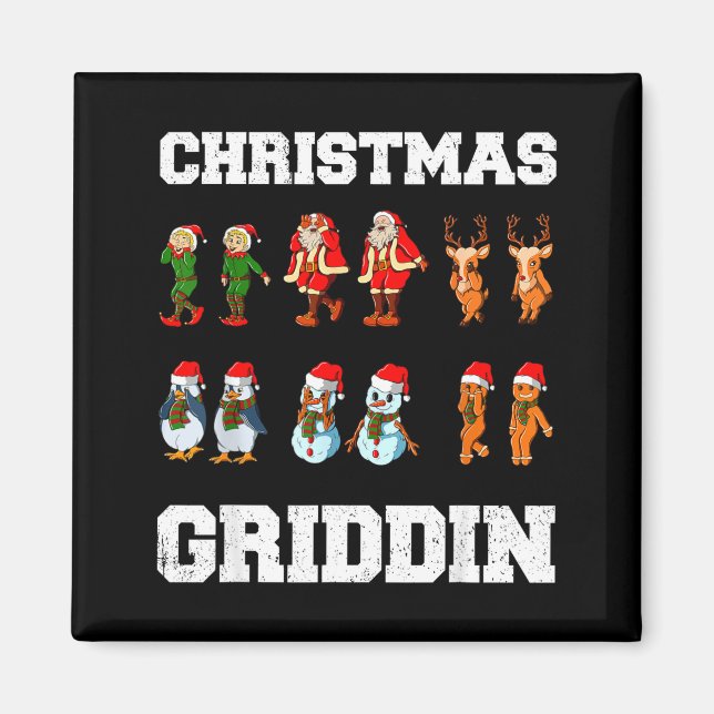 Christmas Santa Claus Snowman Reindeer Griddy Grid Magnet (Vorne)